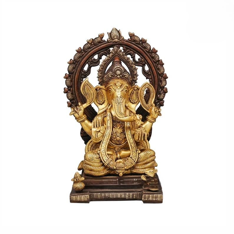 Mridaya Brass Ganesha Statue Large 33 Cm, Large Ganesh For Home, Ganesh For Temple, Brass Ganesh Statue, Hindu God Statue, House